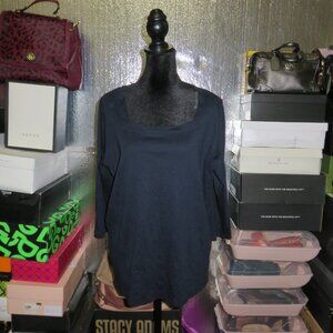 Jones  New York Classic Black 3/4 sleeve blouse top 1X
